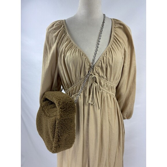 Stand Studio Minnie Fur Bag Faux Shearling Compact Teddy 2 Top Handle Brown - Picture 16 of 16